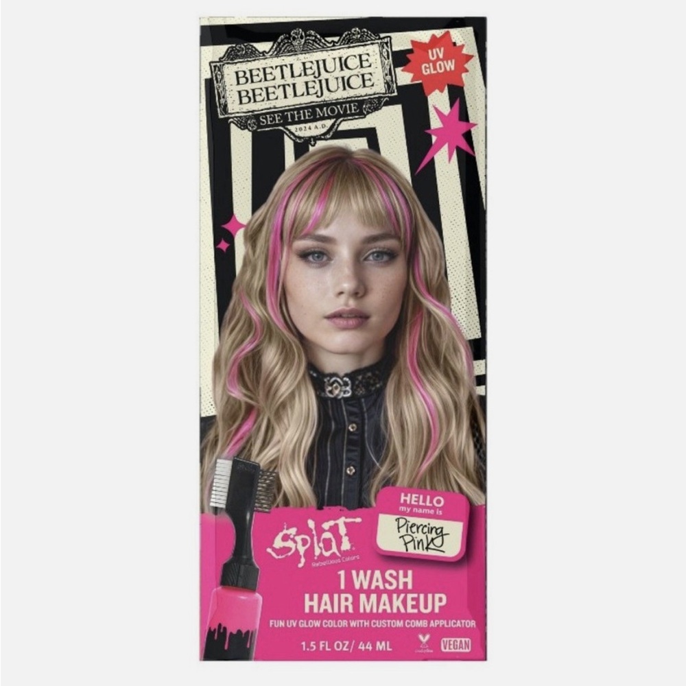 SPLAT Beetlejuice Beetlejuice 1-Wash Temporary Hair Dye Piercing Pink, NEW